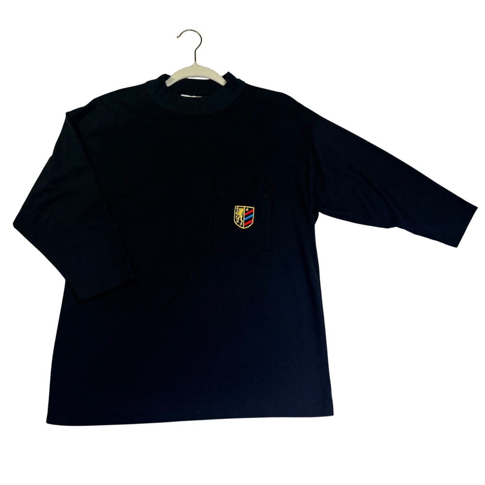 Vintage Willy-Dee Mens Small Black Pocket T-Shirt Crest Patch Made in USA 90s
